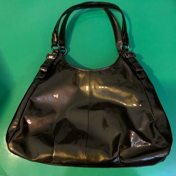 Gray Silver Gunmetal Patent Leather Shoulder Bag - Picture 3 of 11